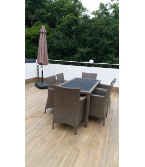 Grey Indoor Outdoor 7-piece Rectangle Dining Table Set