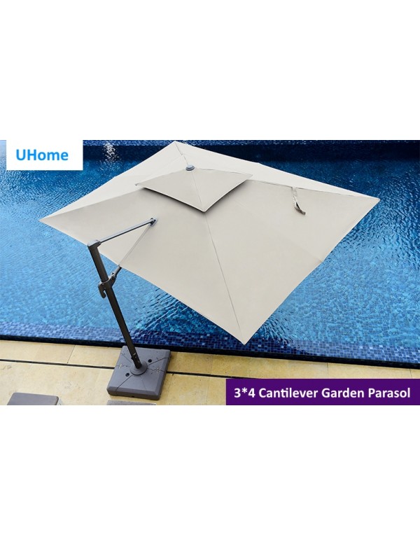 3*4 Patio Square Cantilever Umbrella WITH IMPORT FABRIC