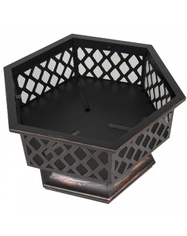 UHome 24" Hexagon Design Outdoor Fire Pit