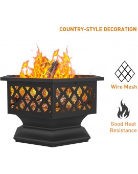 UHome 24" Hexagon Design Outdoor Fire Pit