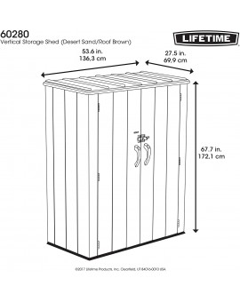 LIFETIME 60280 VERTICAL STORAGE SHED (53 CUBIC FEET)