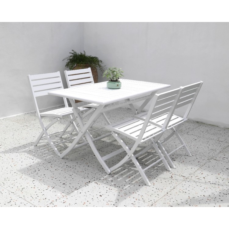 Foldable aluminum table set 4+1
