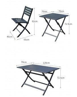 Foldable aluminum table set 2+1