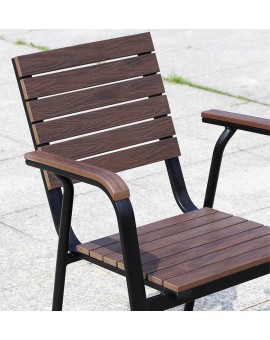 啡色木紋環保木餐桌椅套裝
