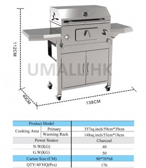 Stainless Steel BBQ Charcoal Grill