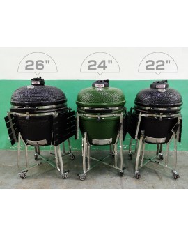 MasterGrill 22" Premier Ceramic Kamado Charcoal Smoker Grill Set