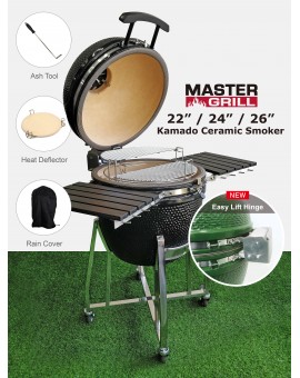 MasterGrill 26" Premier Ceramic Kamado Charcoal Smoker Grill Set