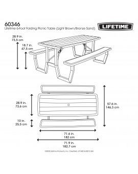 LIFETIME 6-FOOT FOLDING PICNIC TABLE