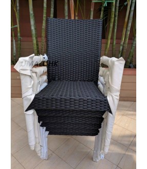 Aluminum rattan table & 6 arm chair set