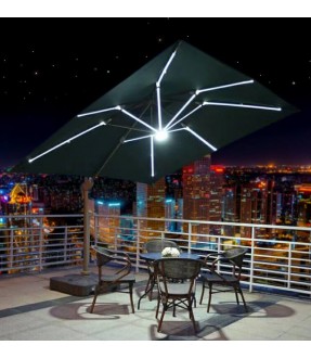 Ultra Patio LED Light Cantilever Umbrella with import fabric