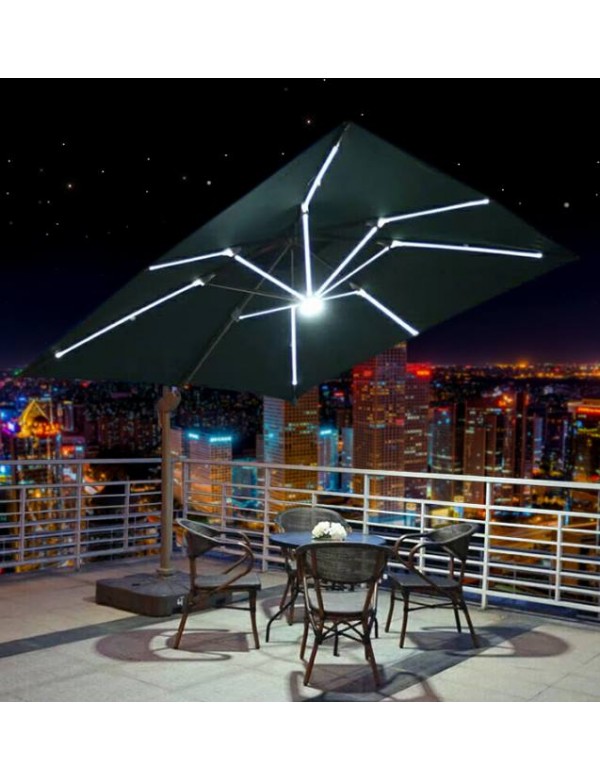 Ultra Patio LED Light Cantilever Umbrella with import fabric