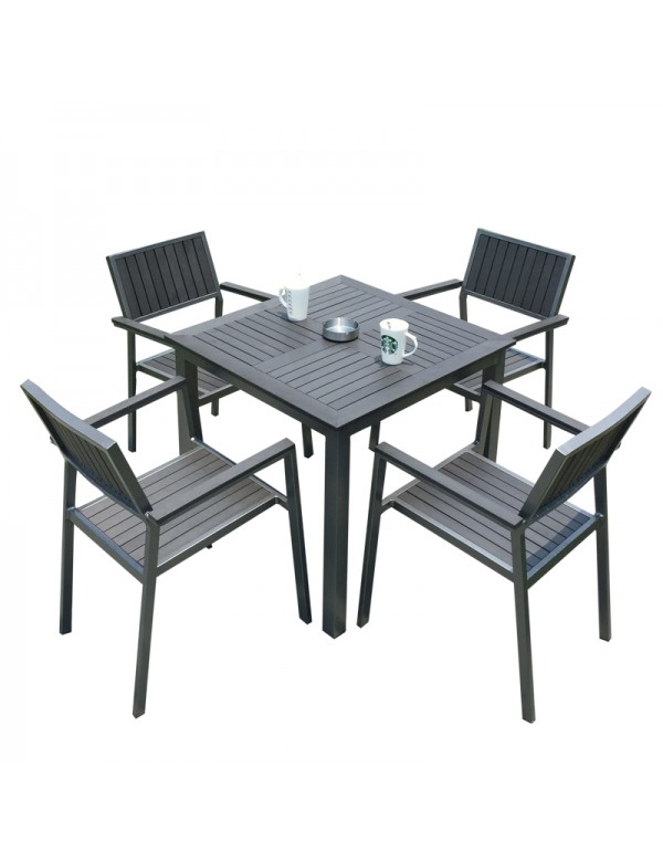 Matte Grey polywood table with 4 chairs